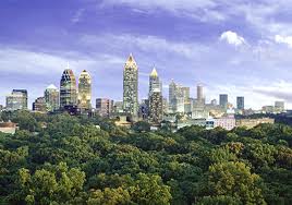 Atlanta skyline behind trees